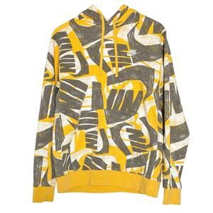 Nike Swoosh All Over Hoodie Yellow Grey White Mens Small